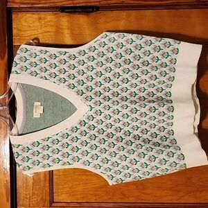 Anthropologie Maeve Textured Knit Floral Sweater Vest XL